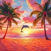 Sunset with a Tropical Dolphin Diamond Painting