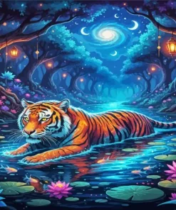 Swimming Tiger Diamond Painting