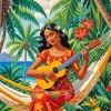 Tahitian Girl Playing Ukulele Diamond Painting