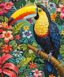 Tropical Toucan and Flowers Diamond Painting