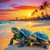 Turtle Couple on The Beach Diamond Painting