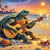 Turtle Playing Guitar Diamond Painting