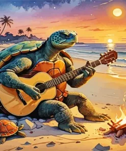 Turtle Playing Guitar Diamond Painting