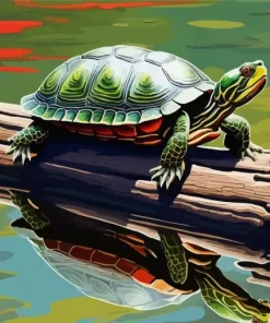Turtle on Log Diamond Painting