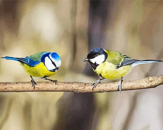 Two Tit Birds on Stick Diamond Painting Two Tit Birds on Stick Diamond Painting