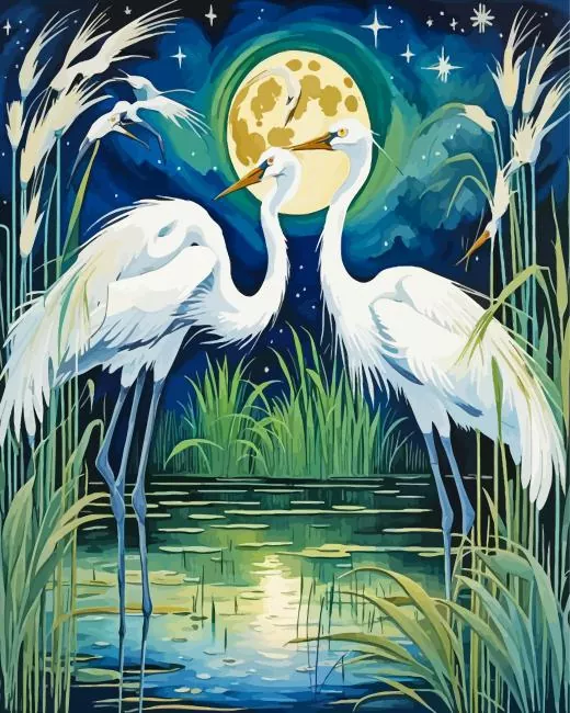 Two White Cranes Diamond Painting Two White Cranes Diamond Painting