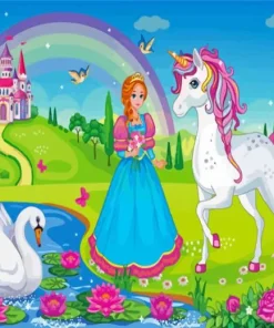 Unicorn and Princess Diamond Painitngs