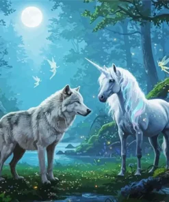 Unicorn and Wolf Diamond Painting