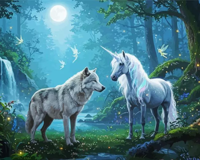 Unicorn and Wolf Diamond Painting Unicorn and Wolf Diamond Painting