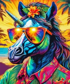 Unicorn with Sunglasses Diamond Painting
