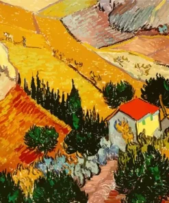 Valley with Ploughman Seen from Above Diamond Painting