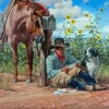 West Cowboy with Dog Diamond Painting