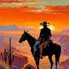 Western Cowboy in The Sunset Diamond Painting