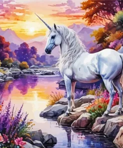 White Unicorn Diamond Painting