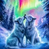 Wolves Under Aurora Borealis Diamond Painting