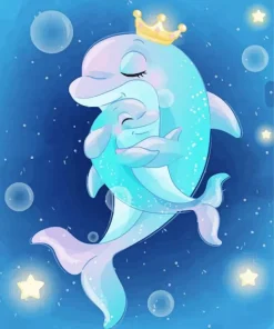 Baby Dolphin and Mom Diamond Painting