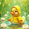 Baby Duck in Water Diamond Painting