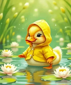 Baby Duck in Water Diamond Painting
