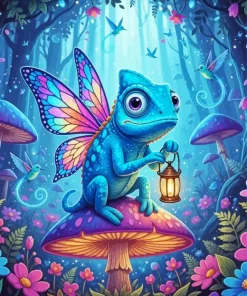 Blue Chameleon Art Diamond Painting