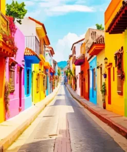 Colorful Colombian Houses Diamond Painting