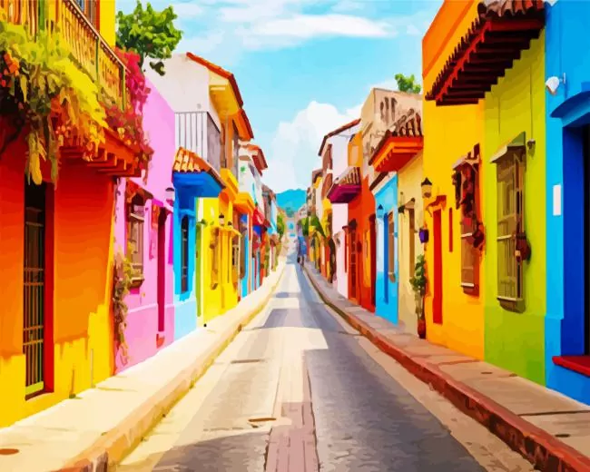 Colorful Colombian Houses Diamond Painting Colorful Colombian Houses Diamond Painting