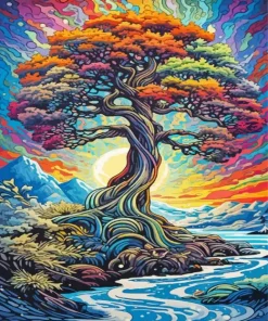 Colorful Trippy Tree Diamond Painting