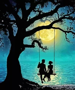 Couple on a Swing Silhouette Diamond Painting
