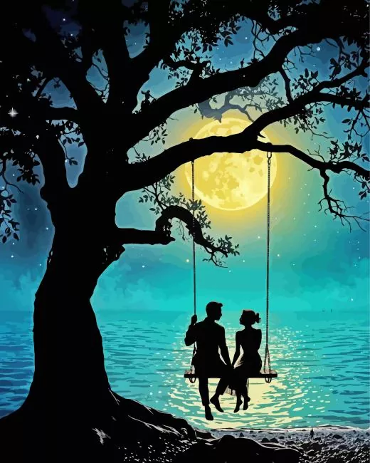 Couple on a Swing Silhouette Diamond Painting Couple on a Swing Silhouette Diamond Painting