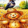 Crow on Scarecrow Diamond Painting
