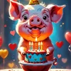 Cute Pig Birthday Diamond Painting