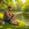Dad and Daughter Fishing Diamond Painting