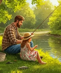 Dad and Daughter Fishing Diamond Painting