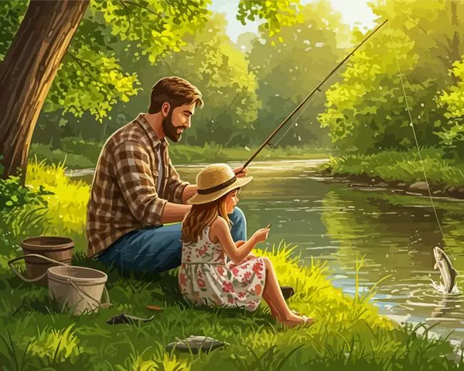 Dad and Daughter Fishing Diamond Painting Dad and Daughter Fishing Diamond Painting