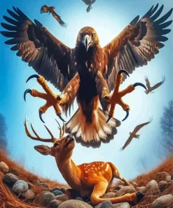 Eagle Hunting Deer Diamond Painting