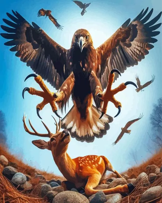 Eagle Hunting Deer Diamond Painting Eagle Hunting Deer Diamond Painting