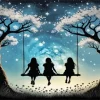 Friends on a Swing Silhouette Diamond Painting