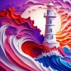 Sunset Lighthouse Art Diamond Painting