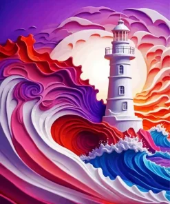 Sunset Lighthouse Art Diamond Painting