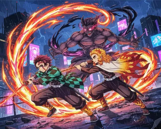 Tanjiro and Rengoku Diamond Painting Tanjiro and Rengoku Diamond Painting