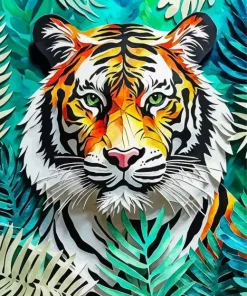 Tiger in Tropical Leaves Diamond Painting