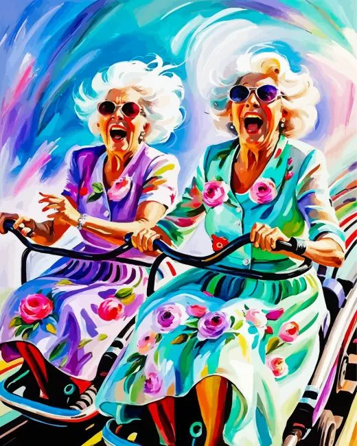 Two Old Ladies Friends Diamond Painting Two Old Ladies Friends Diamond Painting