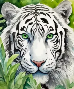 White Tiger with Green Eyes Diamond Painting