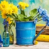 Blue and Yellow Flowers Diamond Painting