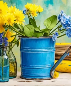 Blue and Yellow Flowers Diamond Painting